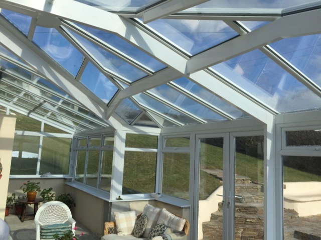 Finished interior of wrap around conservatory